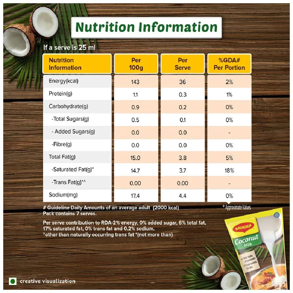 MAGGI Liquid Coconut Milk - Adds Creaminess & Flavour To Gravies, 180 ml Tetra Pack-4.webp
